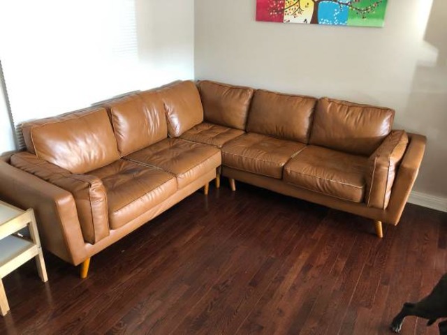 Grand canapé d'angle marron